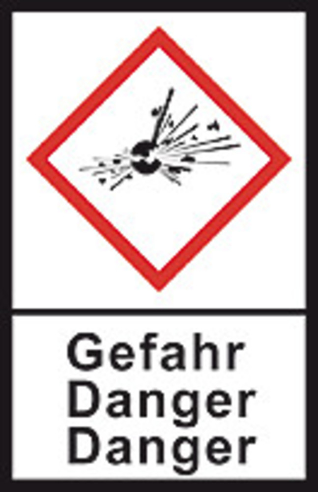 GHS-warning labels, PE-foil, GHS01, danger, explod. bomb, 100 µm, 22x30 mm