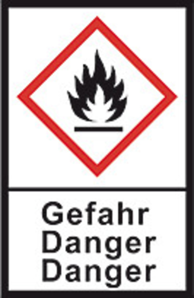 GHS-warning labels, PE-foil, GHS02, danger, flame, 100 µm, 22x30 mm, 1 roll(s)