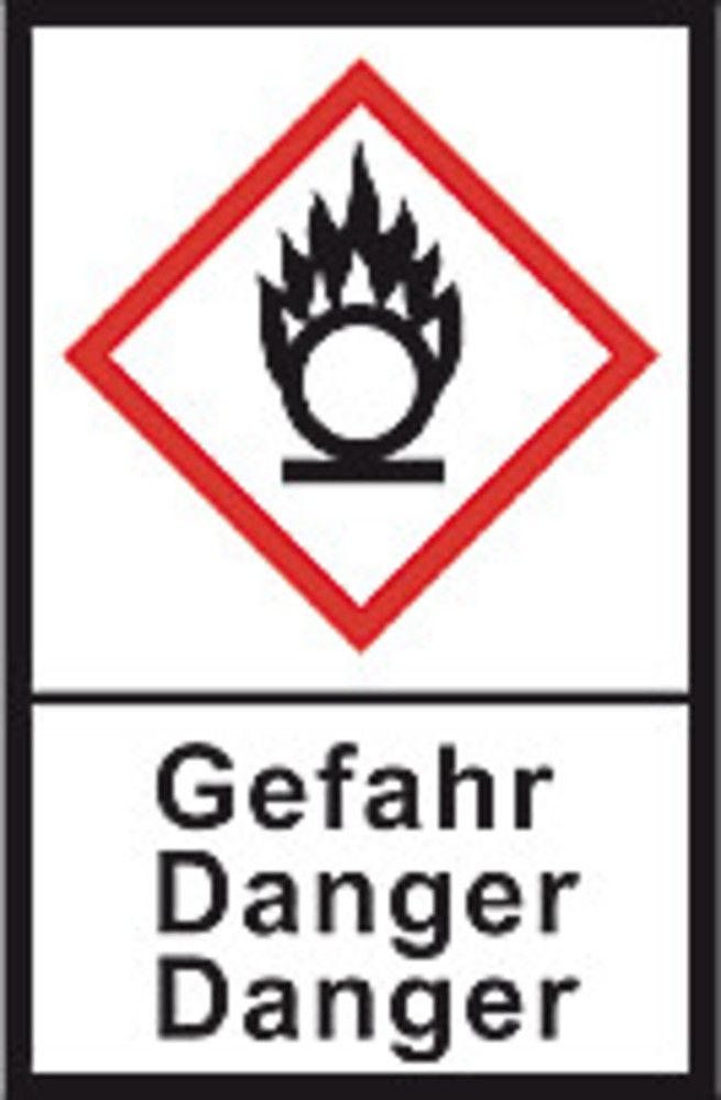 GHS-warning labels, PE-foil, GHS03, danger, flame o. circle, 100µm, 22x30mm