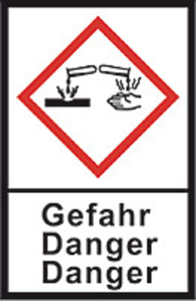 GHS-warning labels, PE-foil, GHS05, danger, chem. burns, 100 µm, 22x30 mm