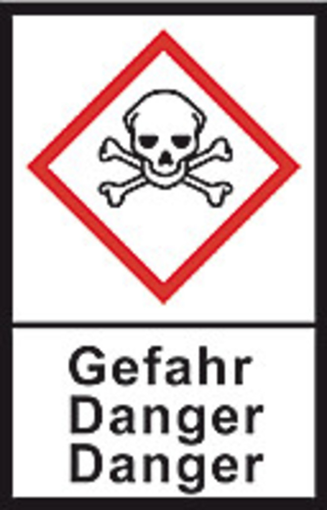 GHS-warning labels, PE-foil, GHS06, danger, skull + crossbon. 100µm, 22x30mm