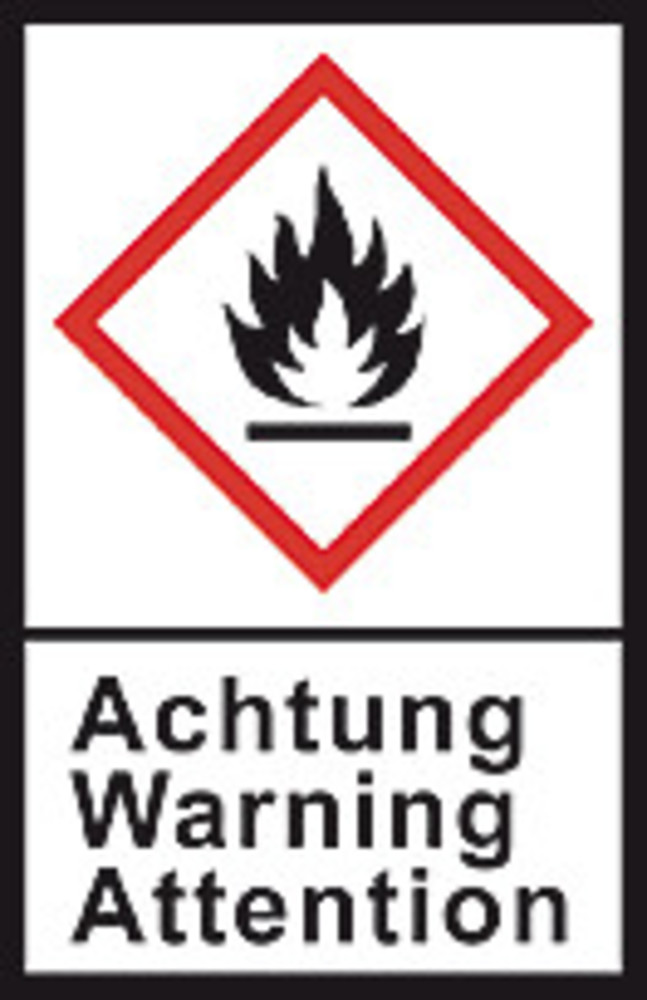 GHS-warning labels, PE-foil, GHS02, warning, flame, 100 µm, 27x40 mm, 1 roll(s)
