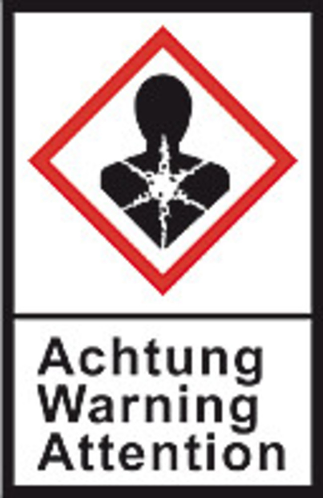 GHS-warning labels, PE-foil, GHS08, warning, health hazard, 100 µm, 27x40 mm