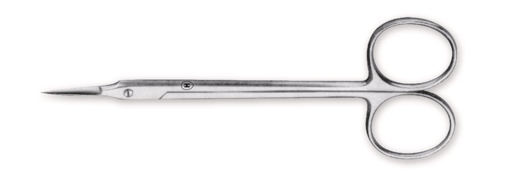 Micro scissors, with spire tip, straight, very fine, L 115 mm, 1 unit(s)