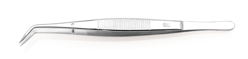 Forceps with guide pin, bent, Remanit 4301, length 130 mm, 1 unit(s)