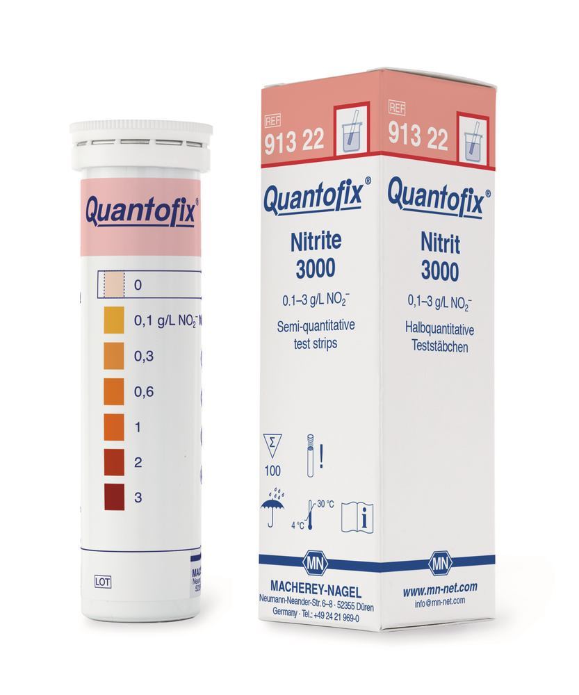 Quantofix® test strips, nitrite, L 95 x W 6 mm, 0-100-300-600-1000-2000-3000