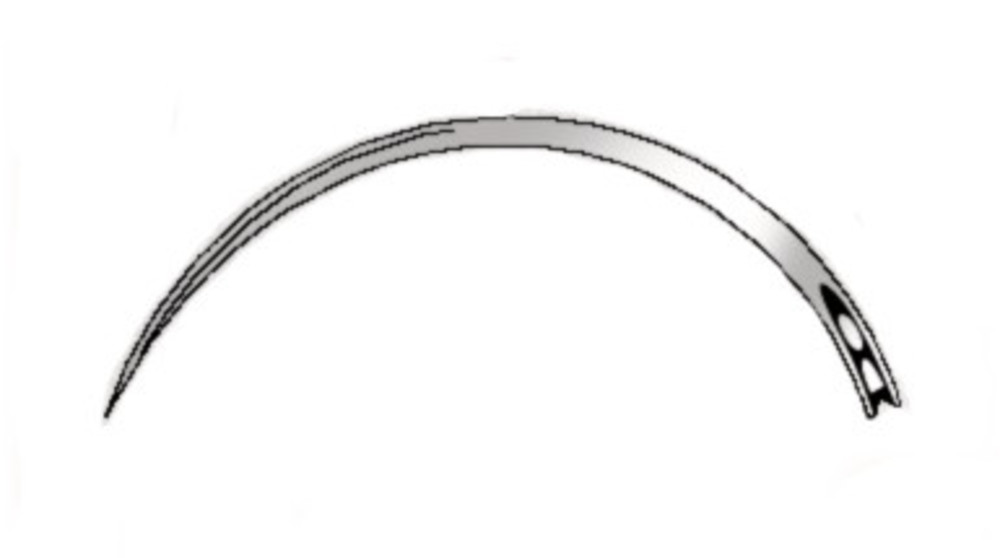 Surgical needles, stainless steel 18/8, rectangular, fig. 11, 3/8 circular