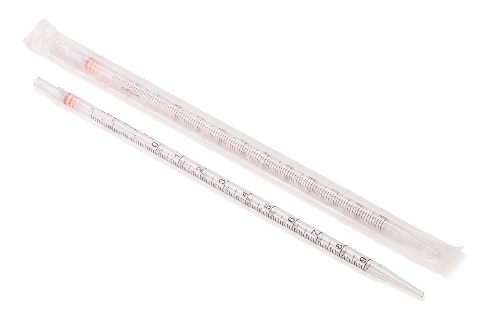 Disposable pipettes, standard, orange, PS, sterile, ind. wrap., L 27-30cm, 10ml