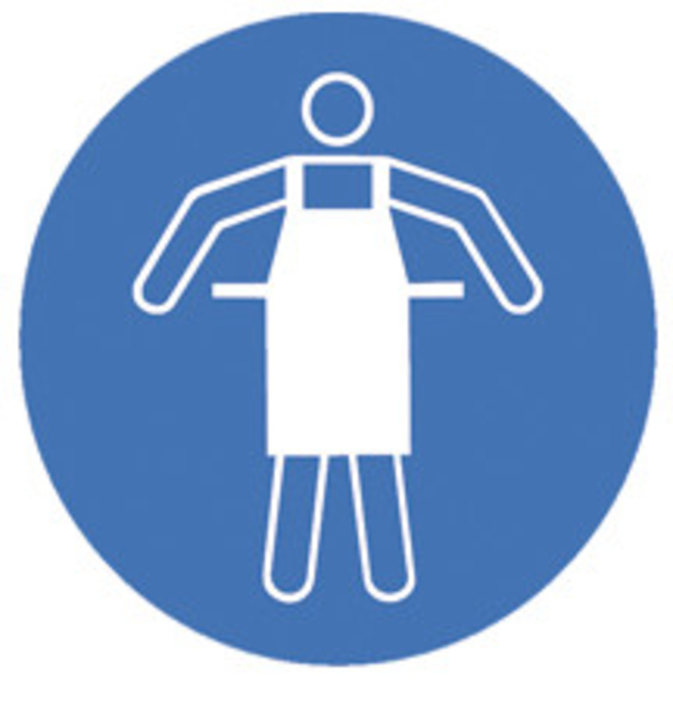 Safety symbols to ISO 7010, Wear protective apron Ø 100 mm, 1 unit(s)