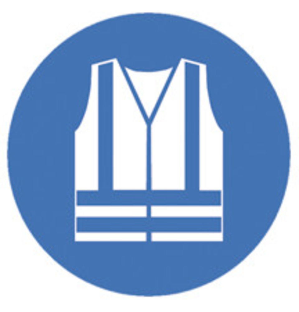 Safety symbols to ISO 7010, Wear safety vest Ø 100 mm, 1 unit(s)
