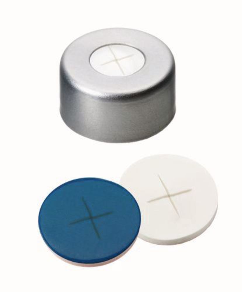 Flange caps with bore hole, Al, ND11, Septum silic./PTFE, slotted, 1.5 mm, 55° — Carl Roth, cod NN02.1