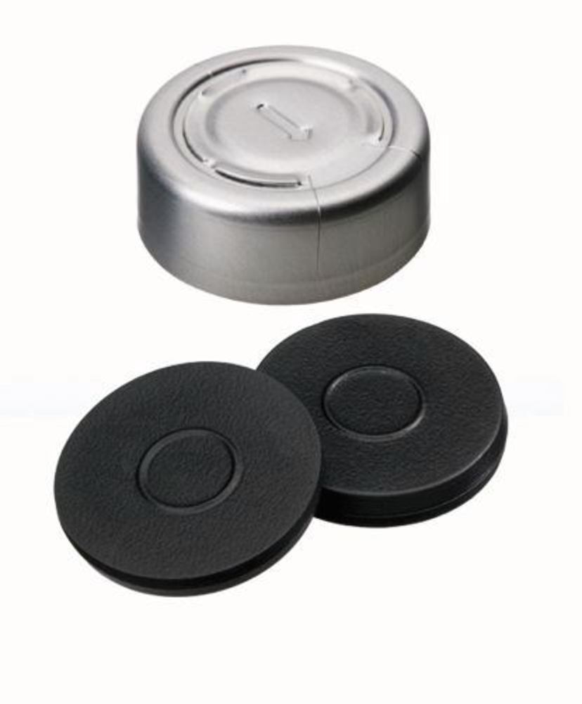 Cpl. tear. caps f. roll. edge vials ND20, Aluminium, butyl septum, 100 unit(s) — Carl Roth, cod NN13.1
