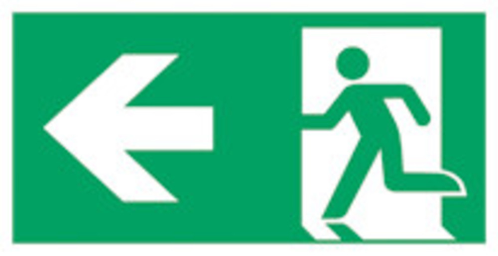 Rescue sign, ISO 7010, luminescent, Emergency exit, left, 1 unit(s)