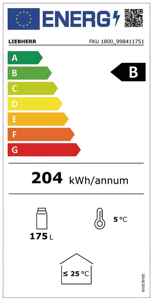 Fridge, FKU 1800, cap. 160 l, 100W, W60 x D60 x H85cm, 1 unit(s)