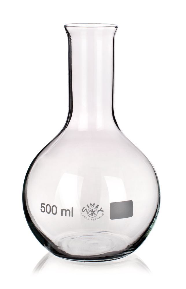 Rotilabo®-flat bottom flask, 500 ml, narrow neck, heavy duty rim, H 170 mm