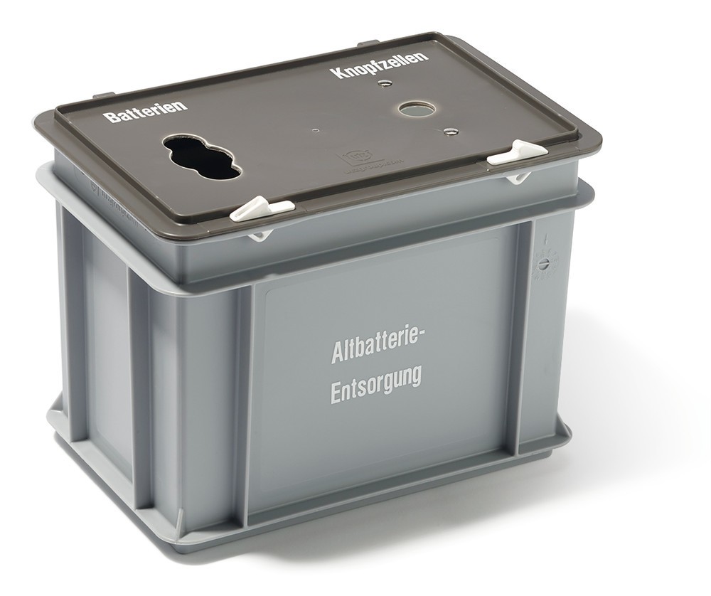 Used batteries waste box, recycling plastic, grey, 9 l, 1 unit(s)