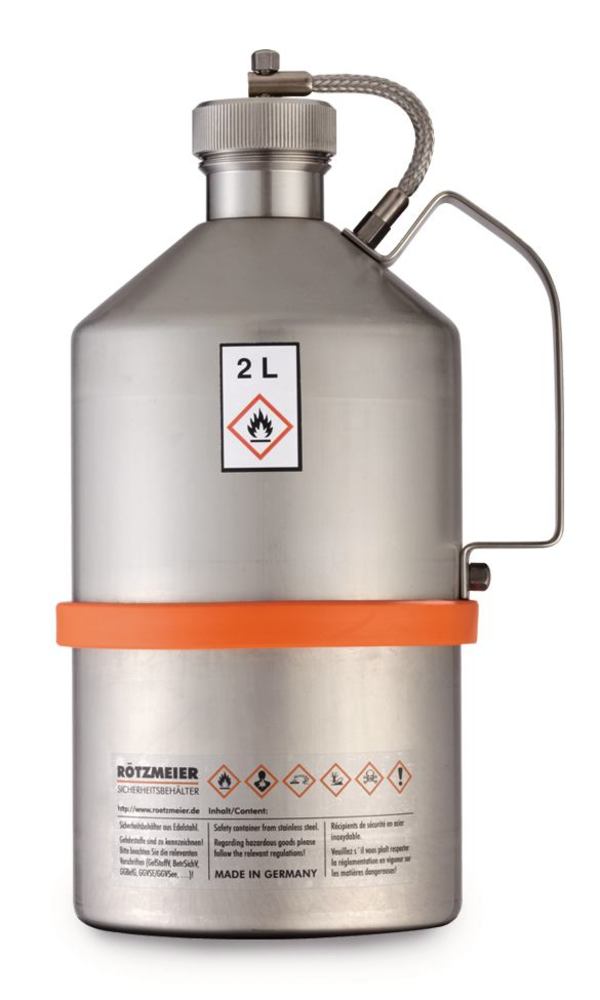 Safety laboratory can, stainless steel, with screw cap and UN-X-approved, 2 l