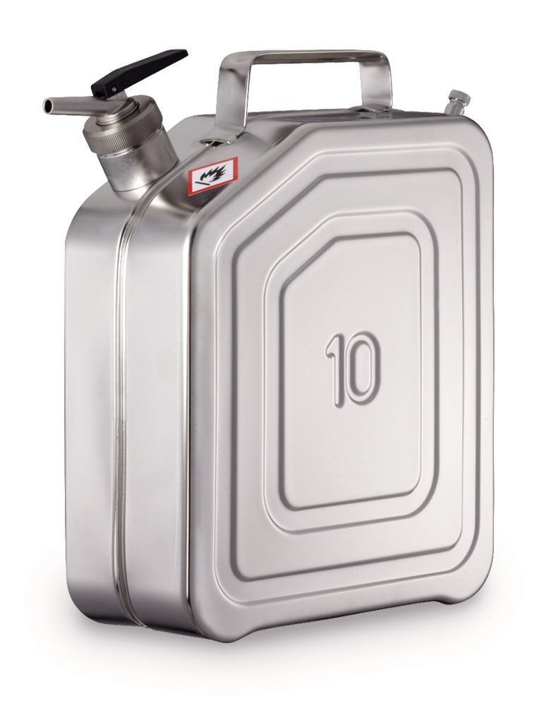 Safety canister, stainless steel, with self-closing tap, 10 l,, 1 unit(s)