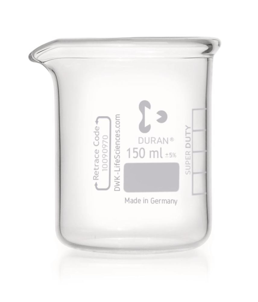 DURAN®-Super Duty glass beakers, vol. 150 ml, Ø outside 60 mm, H 80 mm