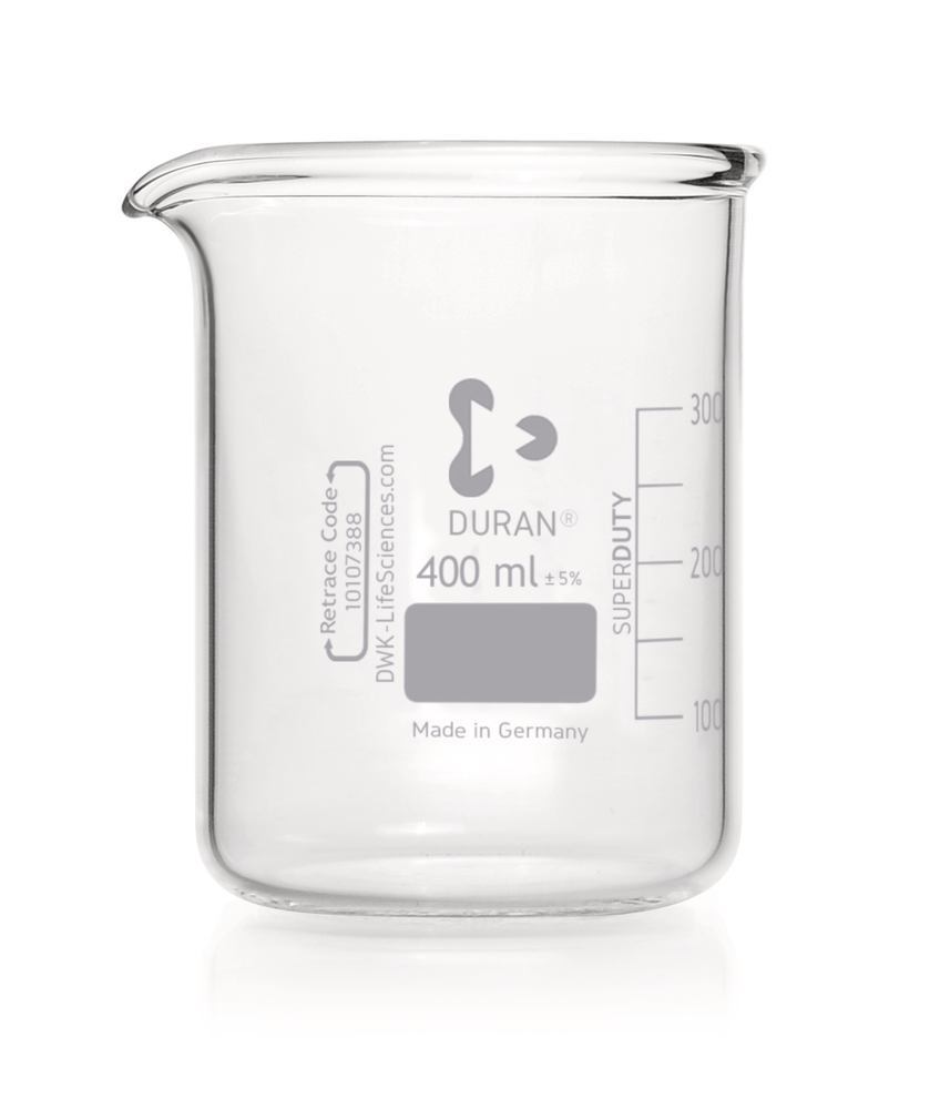 DURAN®-Super Duty glass beakers, vol. 400 ml, Ø outside 80 mm, H 110 mm