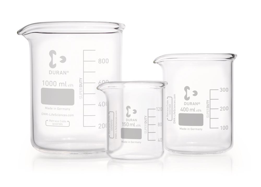 DURAN®-Super Duty glass beakers, vol. 600 ml, Ø outside 90 mm, H 125 mm