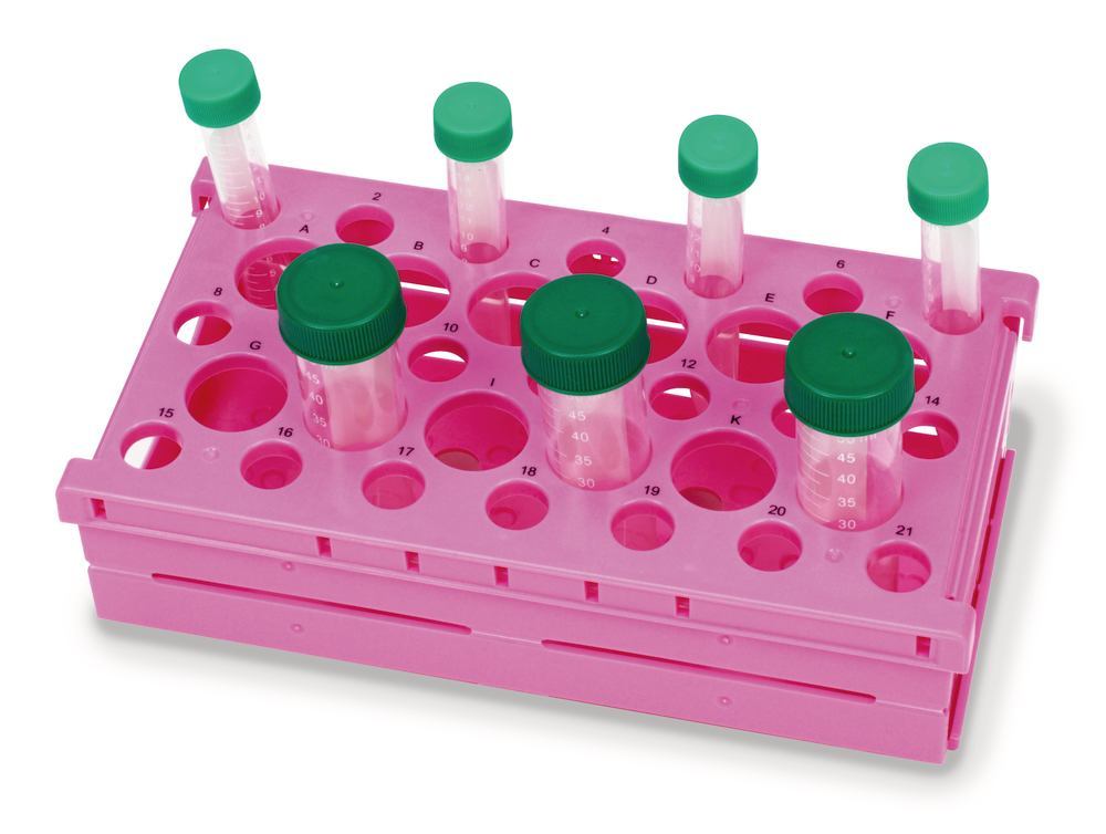 Pop-UpTM Rack, pink,15/50ml centr. vials, Ø 17 / Ø 30 mm