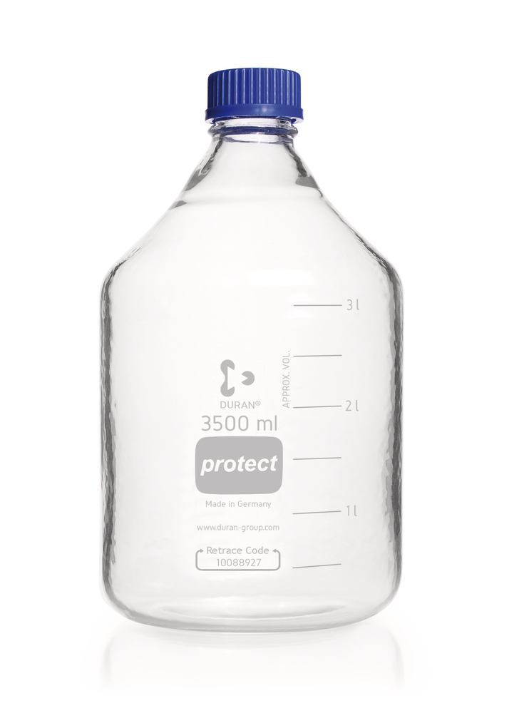 Screw top bottle, DURAN® Protect, w. pouring spout ring and cap, PP,3500ml