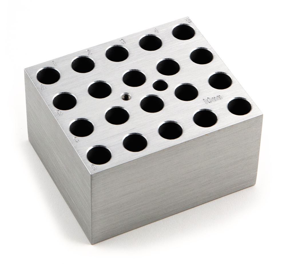 Interchangeable block for test tubes, for 20 tubes/sample vials Ø 12 mm