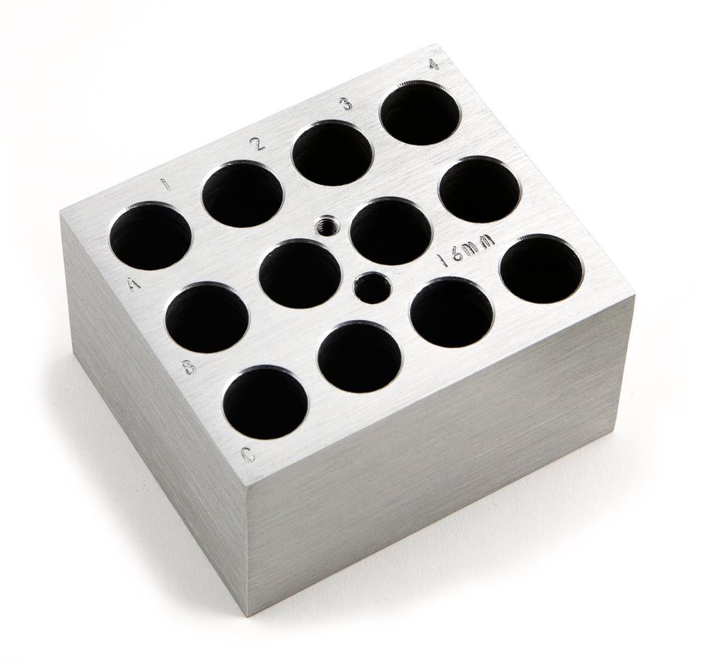 Interchangeable block for test tubes, for 12 tubes/sample vials Ø 16 mm