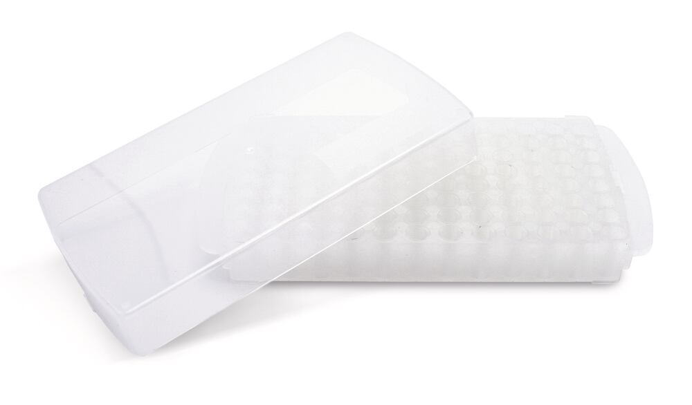 Rotilabo® reaction vial stands 2 in 1, PP, natural, double-sided, 96 slots