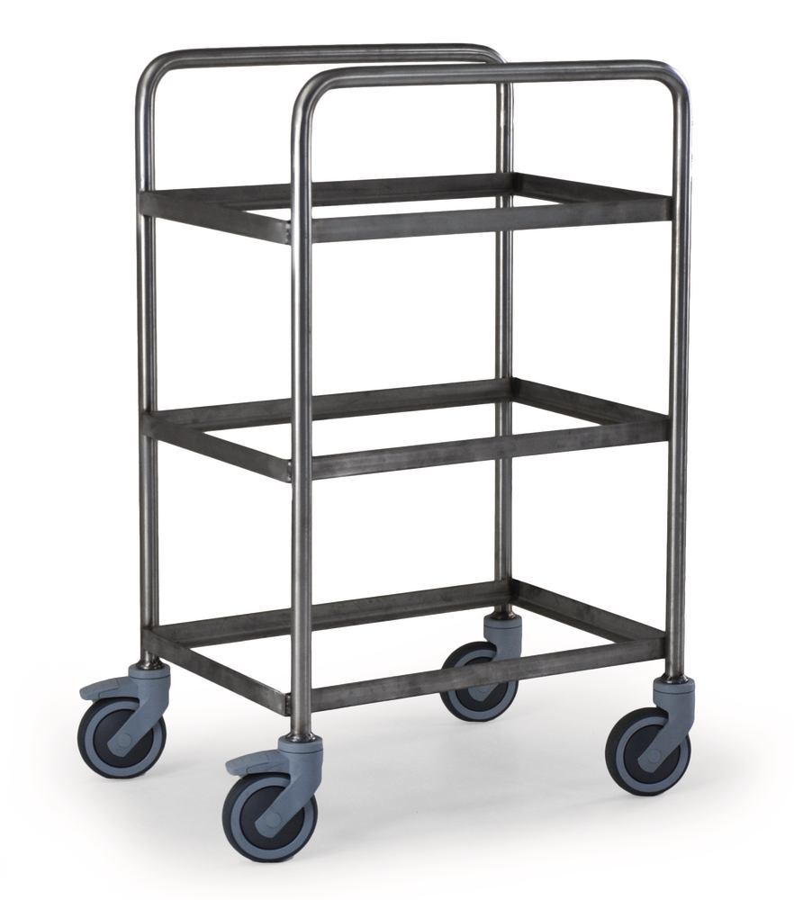 Stainless steel shelf trolley, load capacity 200 kg, L620xW460xH1200mm