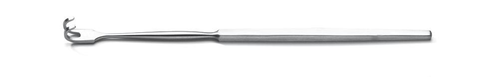 Retractor, stainless steel, double-tine, blunt, one-sided, 160 mm, 1 unit(s)
