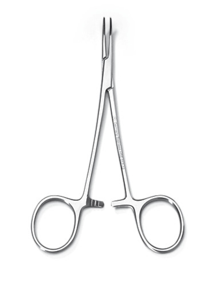 Micro clamp, stainless steel, type Micro-Halsted, curved, 125 mm, 1 unit(s)