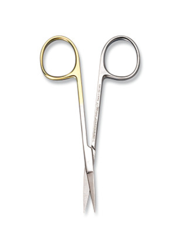 Dissecting scissors with microsection, stainless steel, curved, 105 mm