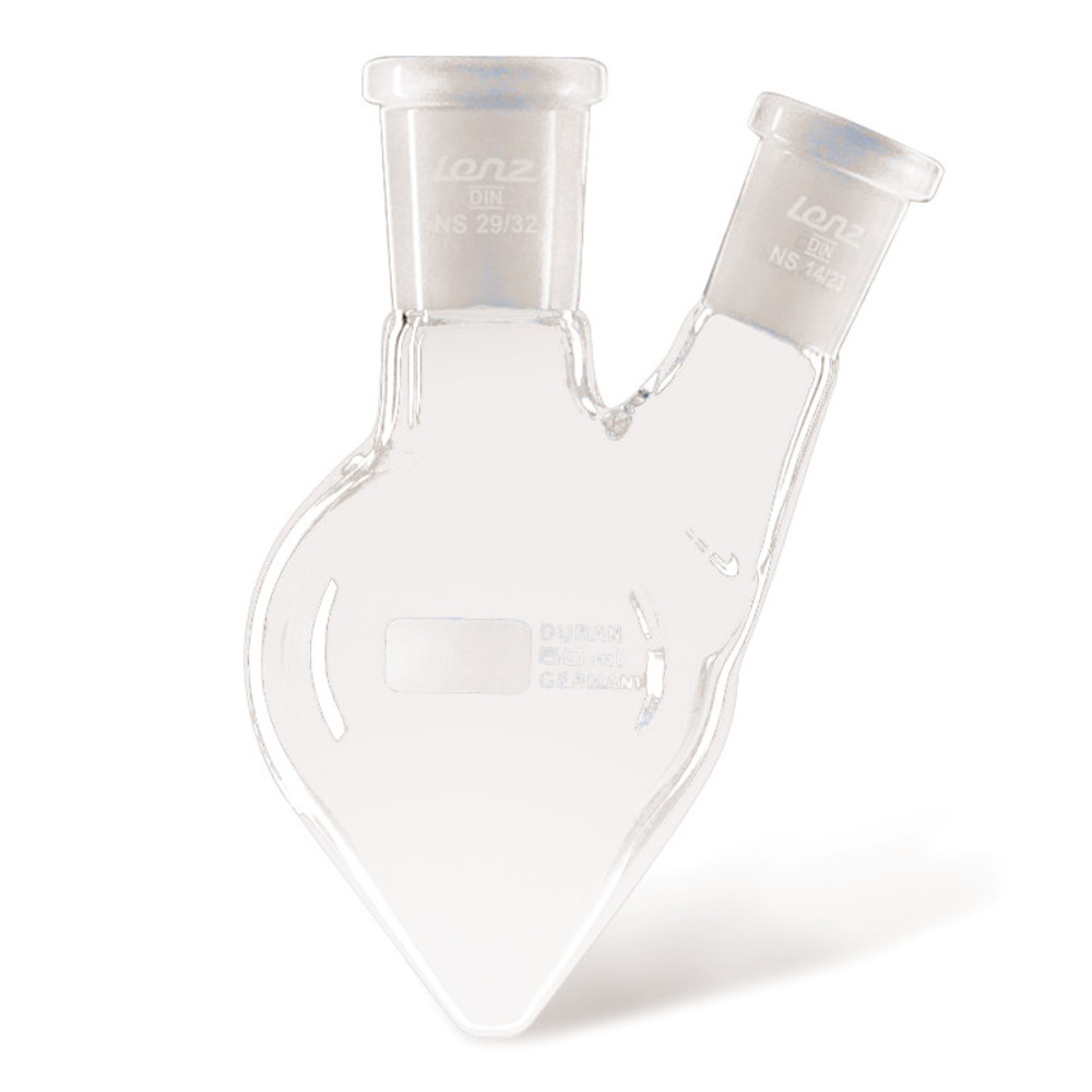 Two-necked pear shaped fl., 25ml, DURAN®, Centre neck NS 14/23 — Carl Roth, cod TH63.1