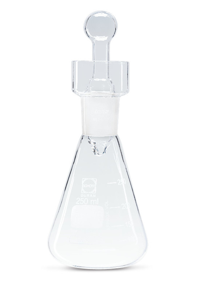 Iodine determin. flask w. neck, 250 ml, DURAN, with taper stopper NS 29/32