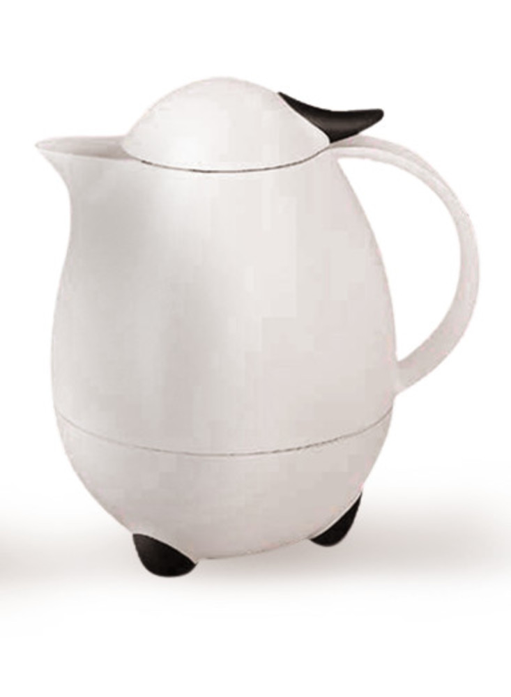 Thermos flask Columbus 2000, white/black, with practical snap, 1 l, 1 unit(s)