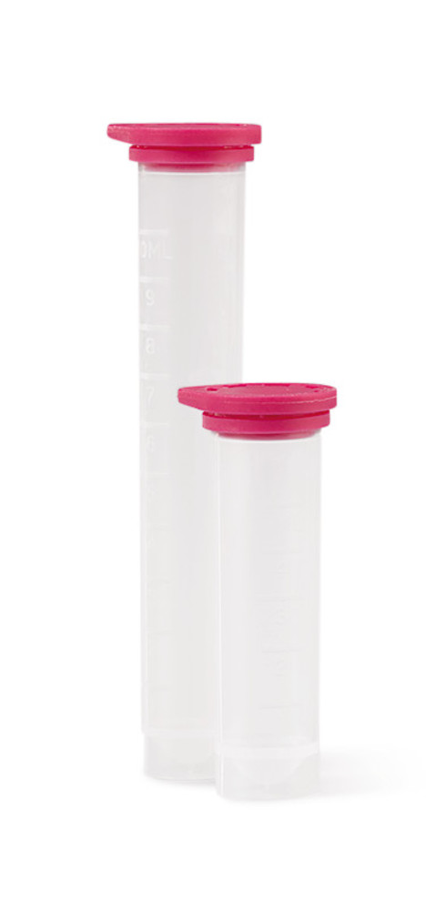 Test tube, 10 ml,, pink, with tamper-evident seal, 250 unit(s)