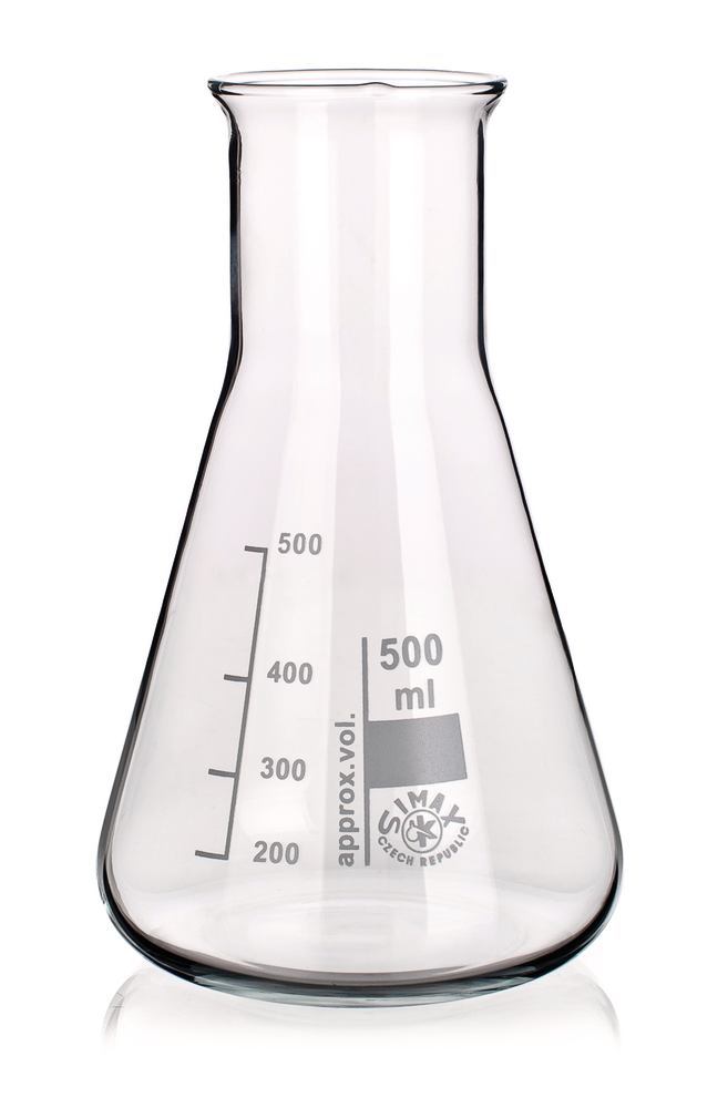 Rotilabo®-wide neck Erlenmeyer flasks, borosilic. gl. 3.3, w. graduat., 250 ml