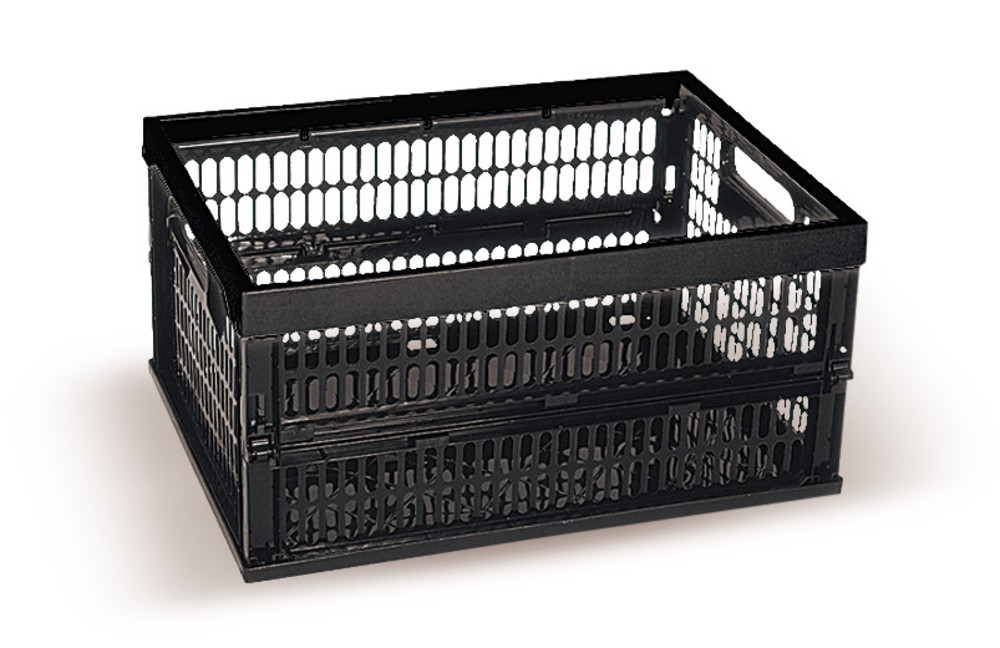 Rotilabo®-collapsible box, PP, black, L 470 x W 340 x H 240 mm, 1 unit(s)