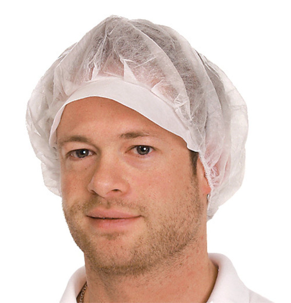 Caps with screen, disposable caps, PP fleece, white, Ø 48 cm, 100 unit(s)