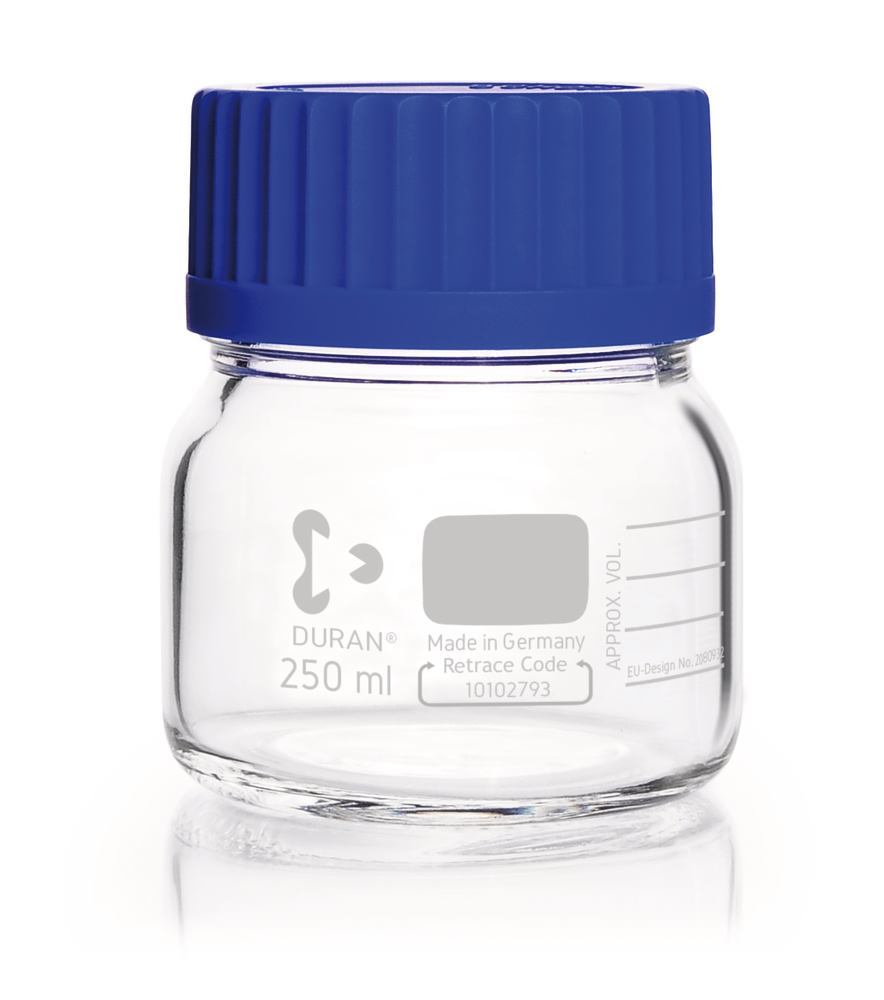 Wide-neck screw thread bottles DURAN®, clear glass, 0.25 l, GLS 80 thread