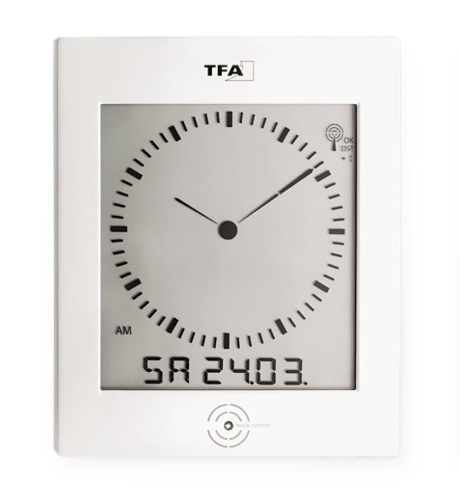 Radio wall clock w. room climate display, W 220 x D 31 x H 265 mm, 580 g