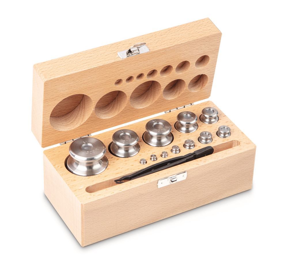 Set weights OIML cl. M2, stainl. steel, without certificate, 9 weights, 1-100 g