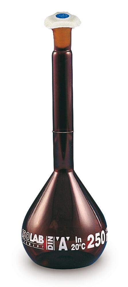 Volumetric flasks, cl. A, amber glass, borosilic. 3.3, joint 14/23, 50 ml, wide — Carl Roth, cod Y296.1