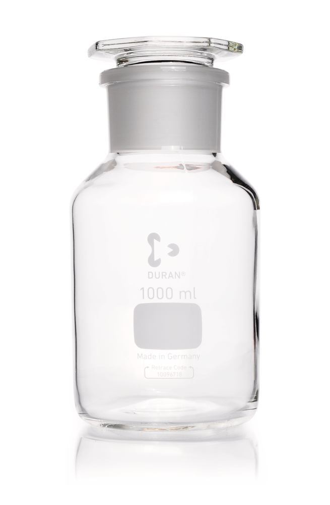 Wide neck storage bottle, glass stopper, DURAN®, clear, 1000 ml, 1 unit(s)