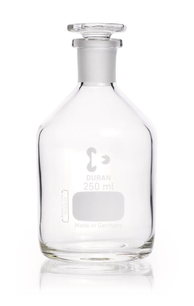 Narrow neck storage bottl., glass stopp., DURAN®, clear glass, 250 ml, 1 unit(s)