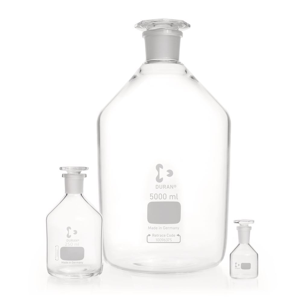 Narrow neck storage bottl., glass stopp., DURAN®, clear glass, 500 ml, 1 unit(s)