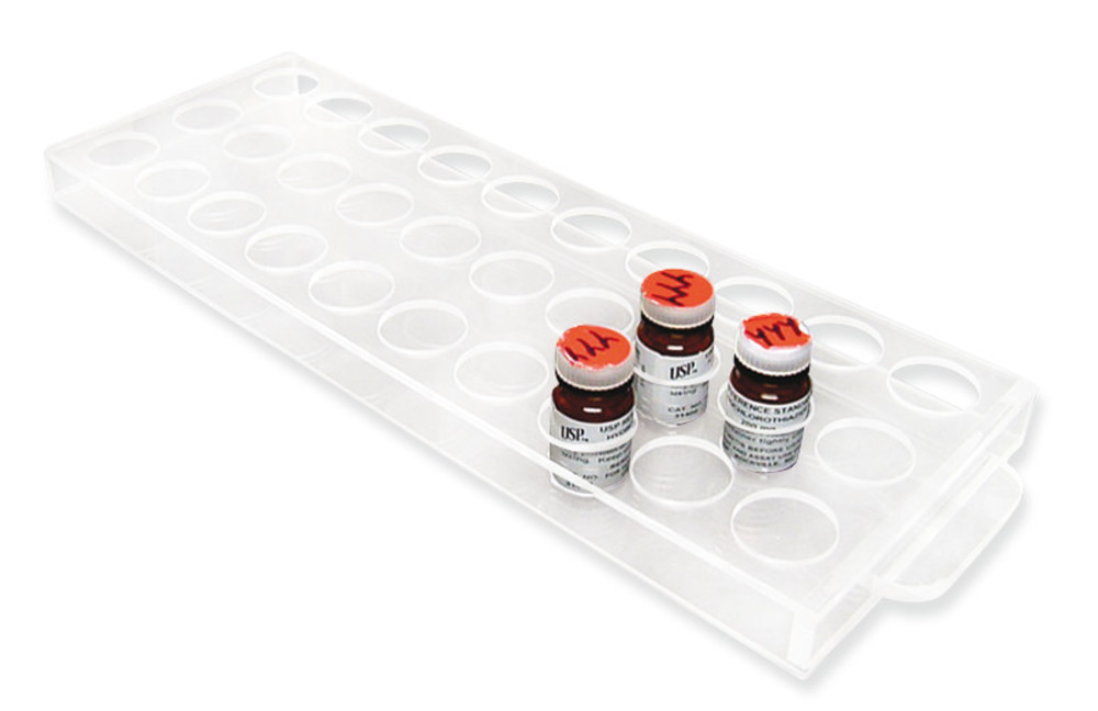 Rack for sample vials, acrylic, 30 slots, hole Ø 24 mm, 1 unit(s)
