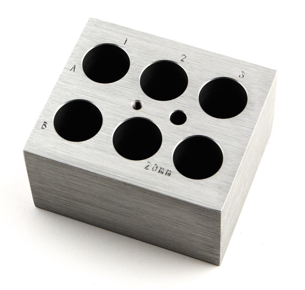 Interchangeable block for test tubes, 6 x Ø 20 mm, 1 unit(s)